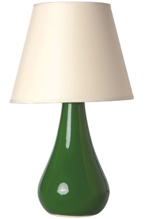 Nisa Luce Damla Büyük Abajur Seramik - Yeşil - Beyaz 63746 - Nisaluce