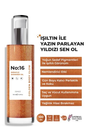 No:16 Mucizevi Işıltılı Saç Ve Vücut Bakım Yağı 100 Ml - Parıltılı Nemlendirici Bakım - 1