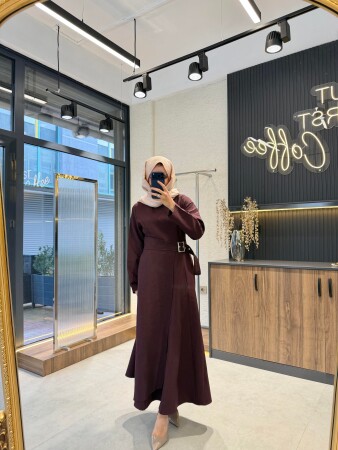 Noctea Asimetrik Elbise - Bordo - Nuuwears