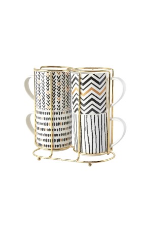 Nomar 5 Parça Standlı Porselen Kupa-Mug Seti 4x320 ml - Karaca