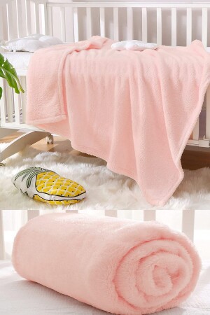 Nomi Babydecke Rosa Neugeborenes Babybett Kinderwagen Swaddle Plüschdecke 100 x 120 cm MRTNOMİBTNY1 - 2