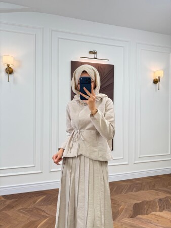 Nora Eteği Pileli Takım - Bej - Nuuwears
