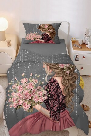 Nostalgische Blumen-Prinzessin-Mädchen-gemustertes Einzelbett-Baby-Kinder-Bettwäsche-Set BD033-N - 3