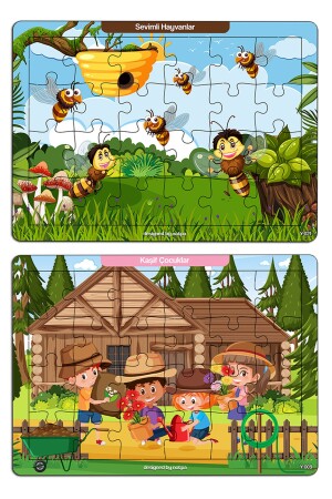 Notpa 24-teiliges Lern- und Tutorial-Puzzle aus Holz, bunt, für Kinder, 4er-Set 1 - 3