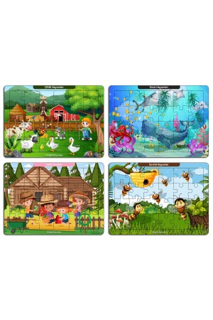 Notpa Çocuklar I?çin 24 Parça Eğitici Ve Öğretici Ahşap Renkli Puzzle 4lü Set 1 - 6