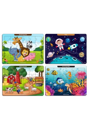 Notpa Çocuklar Için Eğitici Ve Öğretici Ahşap 24 Parça Renkli Puzzle 4lü Set 11 - 4