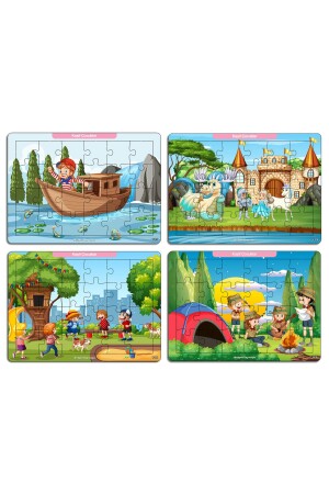 Notpa Çocuklar Için Eğitici Ve Öğretici Ahşap 24 Parça Renkli Puzzle Kaşif Çocuklar 4lü Set 15 - 3