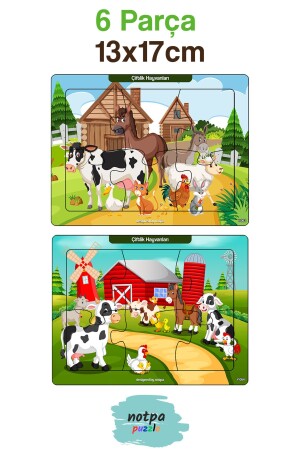 Notpa Çocuklar Için Eğitici Ve Öğretici Ahşap 6 Parça 13x17 Renkli Puzzle 6'lı Set-603 - 5