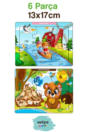 Notpa Çocuklar Için Eğitici Ve Öğretici Ahşap 6 Parça 13x17 Renkli Puzzle 6'lı Set-604 - 4