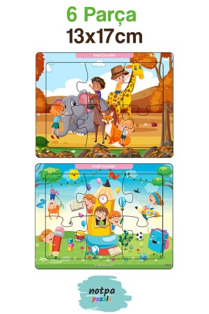 Notpa Çocuklar Için Eğitici Ve Öğretici Ahşap 6 Parça 13x17 Renkli Puzzle 6'lı Set-604 - 5