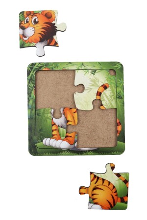 Notpa Çocuklar Için Eğitici Ve Öğretici Ahşap 8 li 4 Parçalı Hayvanlar Mini Puzzle Set 8'li Set 2 - 8