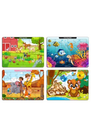 Notpa Çocuklar Için Eğitici Ve Öğretici Ahşap Renkli Puzzle 4lü Set 3 - 6