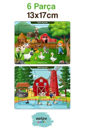 Notpa Lern- und Tutorial-Holzpuzzle, 6-teilig, 13x17, buntes 6er-Set für Kinder – 601 - 4