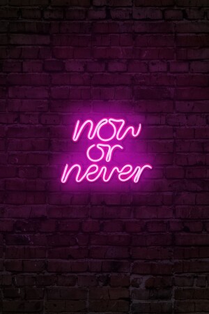 - Now Or Never - Led Dekoratif Duvar Aydınlatması Neon Duvar Yazısı Sihirli Led Mesajlar -neongraph DEC010037 - 1