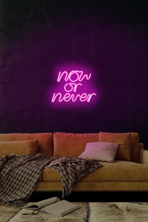 - Now Or Never - Led Dekoratif Duvar Aydınlatması Neon Duvar Yazısı Sihirli Led Mesajlar -neongraph DEC010037 - 3