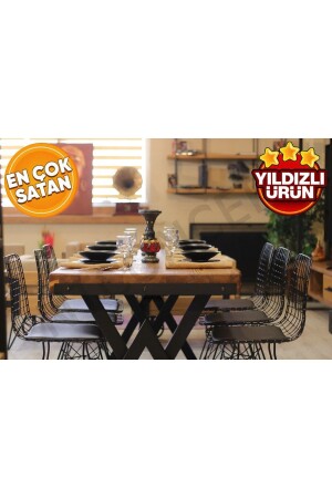 Ntconcept Doğal Ahşap Açık Ceviz Renk-V Ayak Masa(60cm-120cm-h76cm)-Sadece Masa - 1