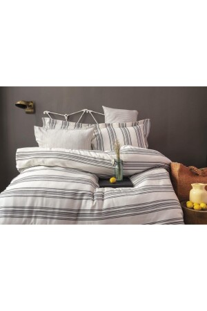 Nuit White 50 % Baumwolle 50 % Bambusgarn gefärbtes King-Size-Bettbezug-Set ISS-MAM-621767 - 2