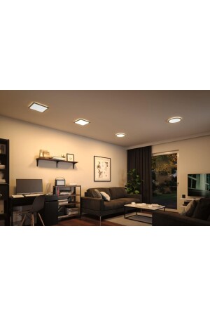 Null bis zur Decke, 24 W, schwarzes Gehäuse, Tageslicht, moderner LED-Kronleuchter, Badezimmer, Balkon, Büro, WC, dekorative Beleuchtung, quadratisch, schwarzes Tageslicht - 2