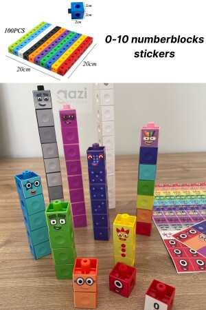 Numberblocks 100 Stück ineinandergreifende Mathewürfel – Snapcubes / 0-10 Aufkleber gazinumberblocksset - Gazi Kırtasiye