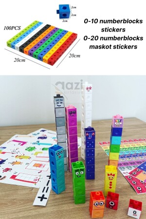 Numberblocks 100 Parça Geçmeli Matematik Küpleri - Snapcubes - 0-10 Stickers Ve 0-20 Maskot Stickers gazinumberblocksmegaset - 4