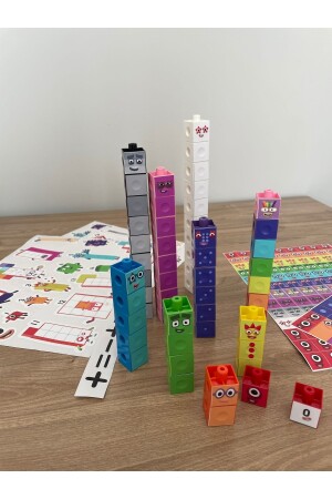 Numberblocks 100 Parça Geçmeli Matematik Küpleri - Snapcubes - 0-10 Stickers Ve 0-20 Maskot Stickers gazinumberblocksmegaset - 8