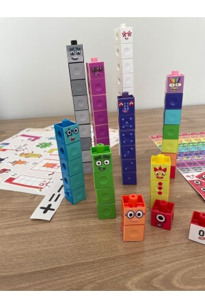 Numberblocks 100 Parça Geçmeli Matematik Küpleri - Snapcubes - 0-10 Stickers Ve 0-20 Maskot Stickers gazinumberblocksmegaset - 9