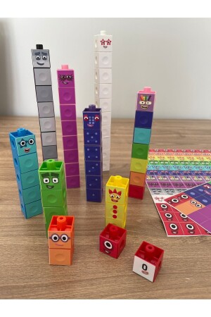 Numberblocks 100 Stück ineinandergreifende Mathewürfel – Snapcubes / 0-10 Aufkleber gazinumberblocksset - 6