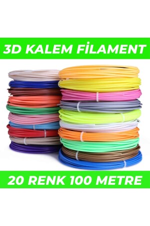 (NUR FILAMENT) 3D-Stift-Filament Pla 1. 75 mm Pla 20 Farben x 5 Meter 3D-Stift Kunststoff Flament - 1