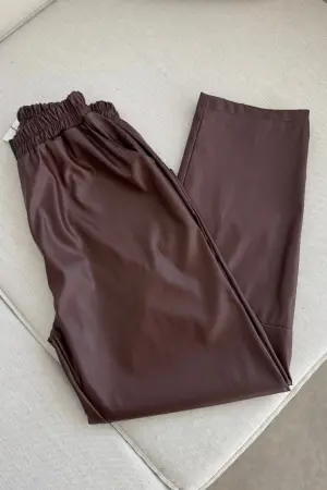 الجلد خياطة الجزر البنطلون القهوة المريرة - Nuuwears