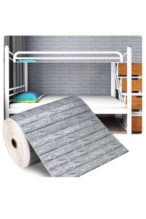 Nw02 Gri Kendinden Yapışkanlı Esnek Sünger 3d Duvar Kağıdı Paneli - Renkli Duvarlar