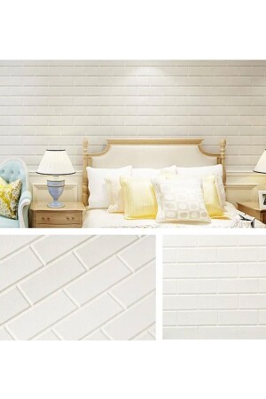 Nw63 Düz Beyaz Tuğla Arkası Yapışkanlı Esnek Silinebilir Banyo Duvar Paneli Duvar Kağıdı - 1
