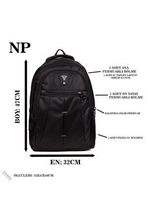 Nwp Herren-Rucksack Schwarz (Laptop, Notebook, Schule, Sport, Wandern, Reisen).Trekking, (32x47cm) NWP-VERLOREN - 7