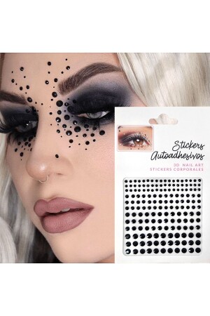 Obsidian 165 Stück Aufkleber für Gesicht und Körper – Festival-Make-up-Gesichtsstein, schwarze Gesichts-Edelsteine - 1