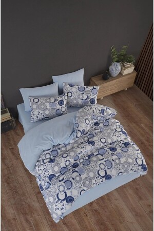 Ocean Double Sided Blue White Double Sheet Cotton Duvet Cover Set NallsÇftOkyanus2023 - 4