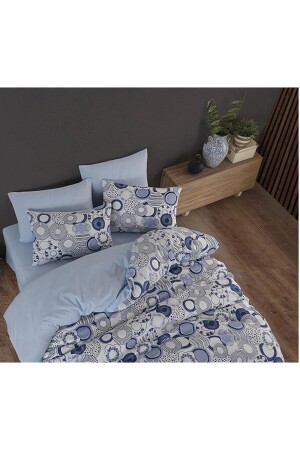 Ocean Double Sided Blue White Double Sheet Cotton Duvet Cover Set NallsÇftOkyanus2023 - 5