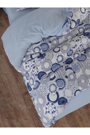 Ocean Double Sided Blue White Double Sheet Cotton Duvet Cover Set NallsÇftOkyanus2023 - 7