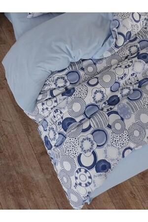 Ocean Double Sided Blue White Single Bed Sheet Cotton Duvet Cover Set NallsOkyanusNev - 9