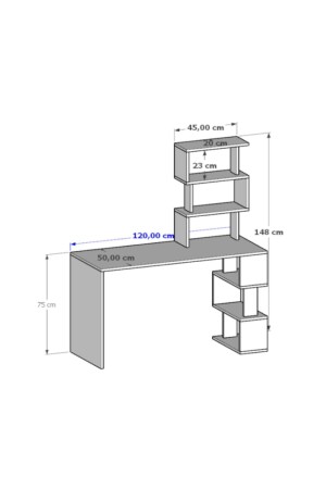 Ocean-Studienschreibtisch mit Bücherregal in Weiß - 5