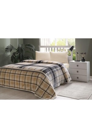 Ocre Bej Çift Kişilik Baskılı Battaniye 8697353572586 - Özdilek