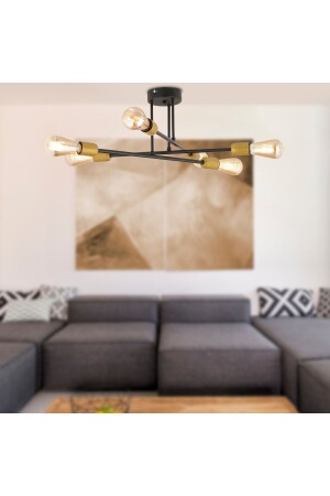 Octopus 6Lı Siyah Modern Genç Odası Yatak Odası Mutfak Retro Salon Avize 3467-06-BL - Apliqa