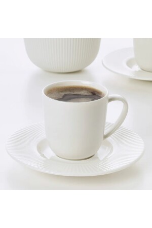 Ofantlıgt 7 Cl Feldispat Porselen Beyaz Espresso Kahve Fincanı Ve Tabağı Fincan Tabak Set 1180338554 - 3