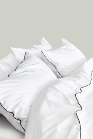 Off-White Basic Plain Cotton Black Paspeln Hotel Series Doppel-Bettbezug-Set RHN2070 - 7