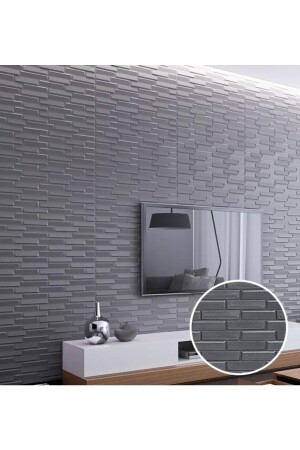 Ofis Salon Oda Gri Opak 3d Kendinden Yapışkanlı Duvar Kağıdı Paneli Nw65 - Renkli Duvarlar