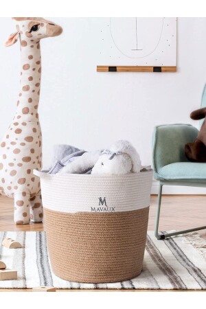 Ok Amaçlı- 40cm-36cm - Sepet- Saksı- Jüt- Hasır- Dokuma Sepet- Düzenleyici - Mavaux