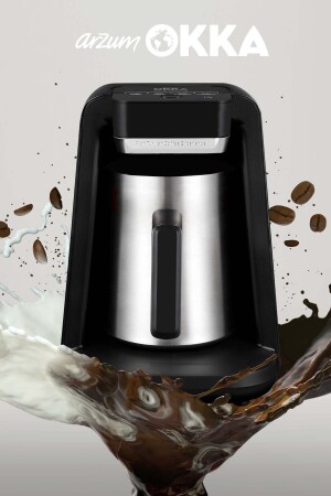 OK0012-K/OK0018-K Okka Rich Spin M Türkische Kaffeemaschine mit Kaffeekanne aus Stahl und Milch – Chrom - 1