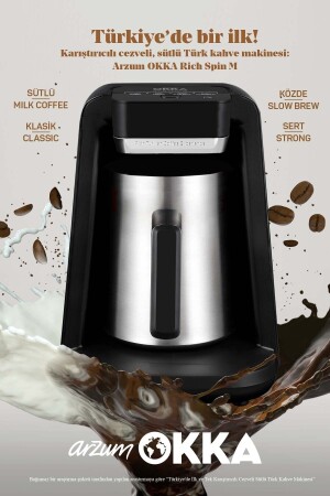 OK0012-K/OK0018-K Okka Rich Spin M Türkische Kaffeemaschine mit Kaffeekanne aus Stahl und Milch – Chrom - 2