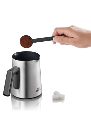 OK0012-K/OK0018-K Okka Rich Spin M Türkische Kaffeemaschine mit Kaffeekanne aus Stahl und Milch – Chrom - 7