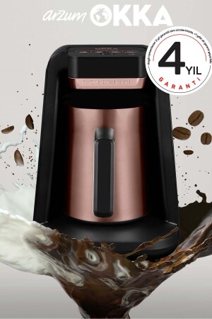 OK0012/OK0018 Okka Rich Spin M Türkische Kaffeemaschine mit Kaffeekanne aus Stahl – Kupfer OK0012. SCHWARZES KUPFER - 1