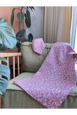 Öko-Tex-zertifiziertes 3-teiliges Musselin-Set mit rosa Blumen ((PASSROOM COVER 100X120 MUSLIN COVER SCARF) Rnbbypuset-Set - 7