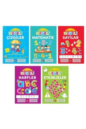 Okul Öncesi Neşeli Eğitici Öğretici Etkinlikler Matematik Sayılar Çizgiler 5'li Set neseli5kitapset - 1